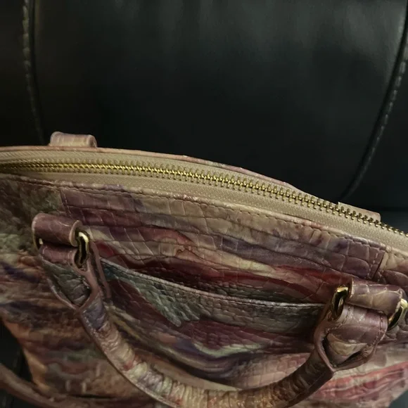 Authentic Brahmin Blue and Red Shoulder Bag with Textured Finish - Picture 12 of 13